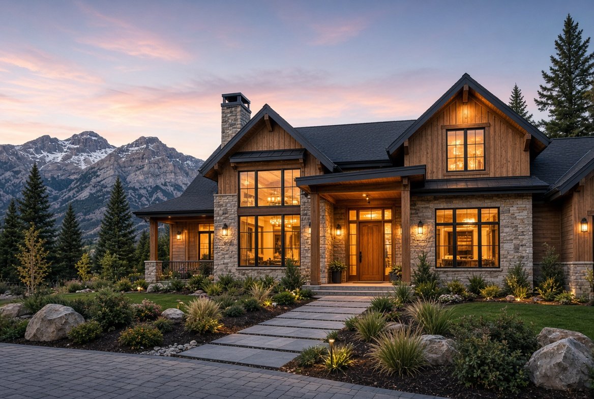 Modern custom home exterior Northern Utah